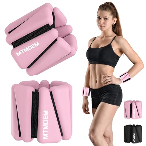 Ankle Weights for Women & Men Adjustable Wrist & Ankle Weights 2 LB Each for Beginner & Pro Soft Silicone Weighted Bangle for Walking Pilates Yoga Running Swimming Arm & Leg Workouts (Set of 2)