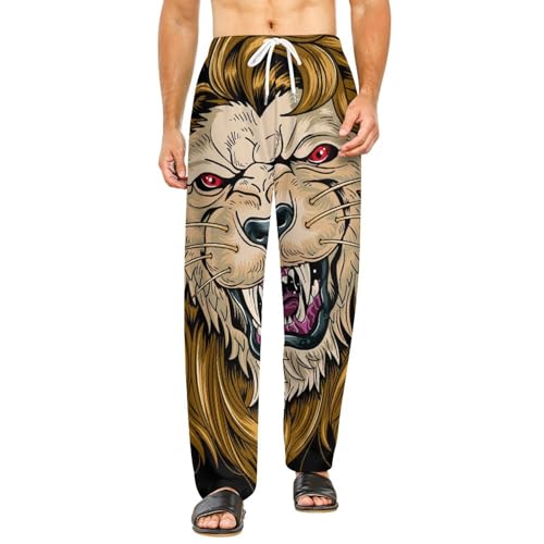 Pantalon de nuit femme avec poches Lion | Bas de pyjama fluide S