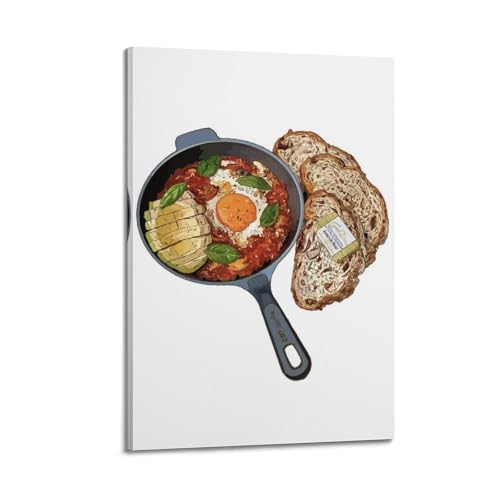 Poster Brunch occidental œuf et pain déco chambre 20x30 cm encadré