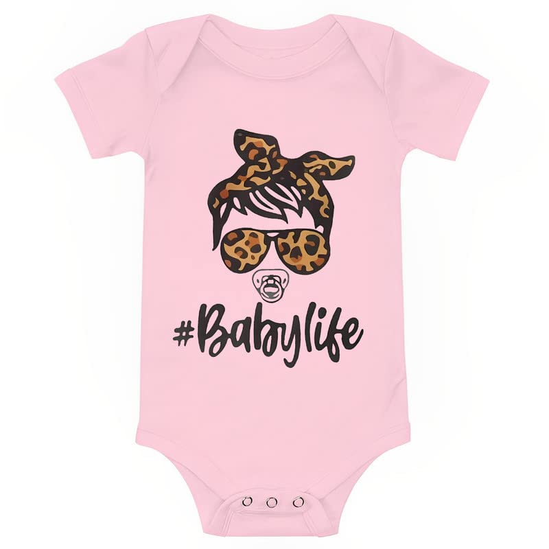 Viuluti Baby Life Infant Romper Cute Newborn Creeper One-Piece Bodysuit Romper Messy Bun Baby Romper 0-24 Months