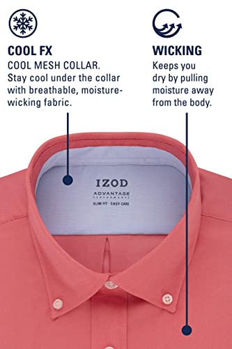 Izod Mens Slim Fit Stretch Cool Fx Cooling Collar Solid Dress Shirt, New White, 16 -16.5 Neck 32 -33 Sleeve Us #TOP4