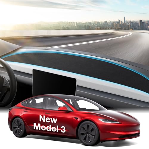 Wigoo 2026 Tesla New Model 3 Accessories Dashboard Cover [Anti-Glare and Sun Protection] Suede Dash Mat for New Model 3(2024-2026), Model 3 Highland Accessories (Black)