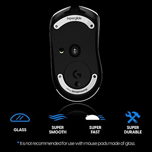 Superglide - Fastest and Smoothest Mouse Feet / Skates Made with Ultra Strong Flawless Glass Super Fast Smooth and Durable Sole for Logitech G703 / G603 / G403 (White)