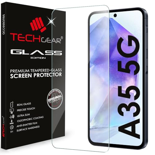 TECHGEAR GLASS for Samsung Galaxy A35 5G / A35 Screen Protector Glass Edition Screen Protector Cover [2.5D Round Edge] [9H Hardness] [Crystal Clarity] [Scratch-Resistant] [No-Bubble]