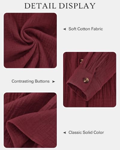 Image of NOLLSOM Casual Shirts for Women Long Sleeve Button Down Blouses Fall 2026 Solid Color Trendy Tops with Pocket