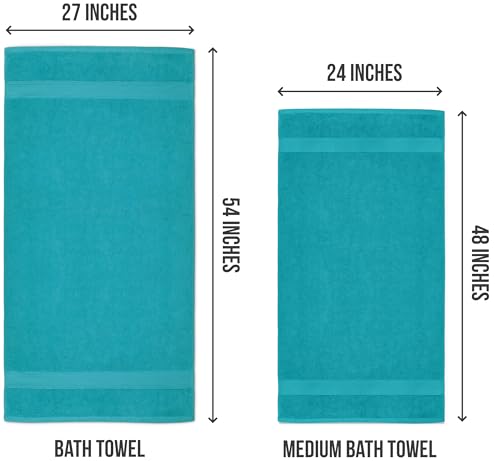 Image of Utopia Towels 6 Pack Medium Bath Towel Set, 24 by 48 Inches, 500 GSM 100% Ring Spun Cotton, Lightweight and Highly Absorbent Quick Drying Premium Towels for Hotel, Spa and Bathroom, Turquoise