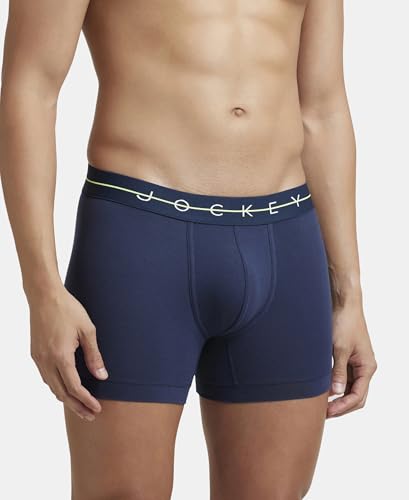Image of Jockey NY16 Men's Super Combed Cotton Elastane Stretch Solid Trunk with Ultrasoft Waistband (Pack of 2)