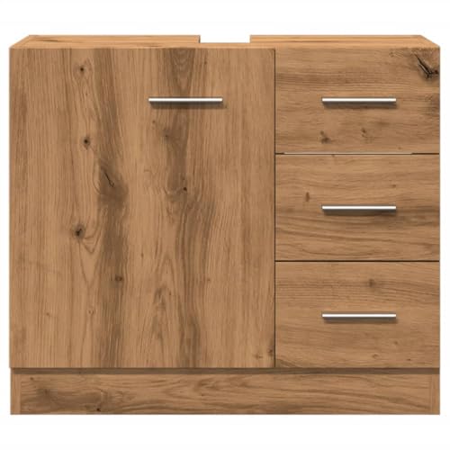 Armario de lavabo en roble con gran almacenaje y estructura compacta de madera 5