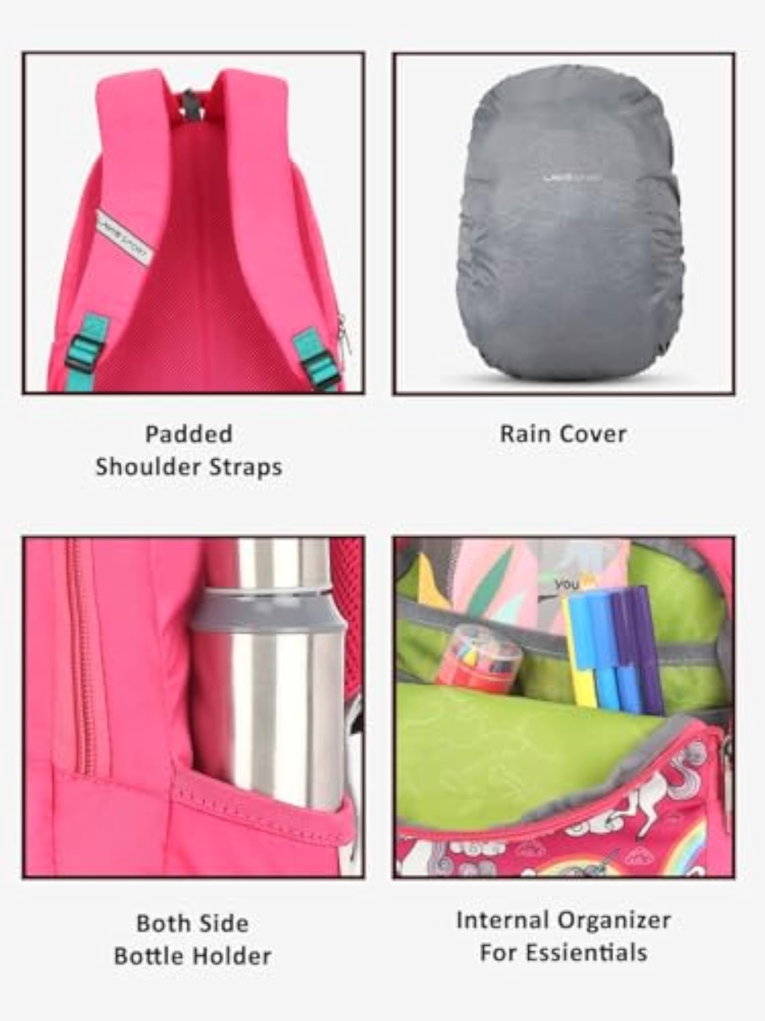 43cm Unicorn Rainbow Printed School Backpack for Girls