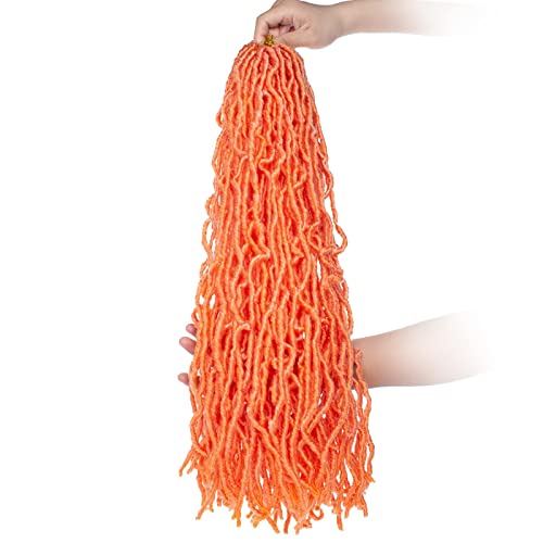 Zrq 2 Packs Orange Faux Locs 24 Inch Soft Locs Croceht Braids Hair,Long Goddess Locs Braiding Hair Curly Wavy Afro Roots Dreadlock Hair Extensions Orange# #TOP6