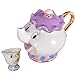 Dibujos animados de la Bella y la Bestia tetera Sra. Potts Chip taza escultura cerámica juego de té (tetera * 1 y taza * 1)