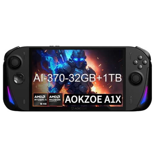AOKZOE A1 X Gaming Handheld PC | AMD Ryzen AI 9 HX 370 | 32GB LPDDR5x RAM | 1TB PCIe 4.0 SSD | 8" 1200p 500nits VRR Display | 72.7Wh Battery + 100W GaN Fast Charge | Windows 11 Home Portable Console