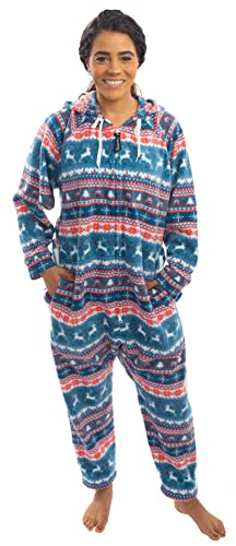 Forever Lazy Footed Adult Onesie - Blue Reindeer - XXS