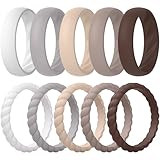 ThunderFit Anillos giratorios de silicona para mujer, anillos de compromiso de goma de 1.8 mm de grosor, giratorios y clásicos de 5.5 mm, paquete de 10