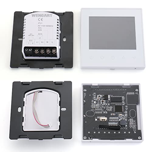 Wengart 7 Day Programmable Thermostat Wg505,Heat Only Line Voltage 120V 16A Touch Screen For Electric Underfloor Heating White Backlight #TOP5