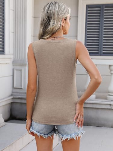 PGANDS Women's V Neck Tank Tops Casual Summer Button Down Sleeveless Shirts4