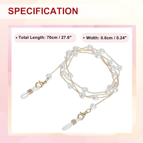 Image of uxcell Beads Eyeglass Chain, Pearl Glasses Strap Eyewear Retainer Chain Around Neck Sunglass Holder for Girls Women