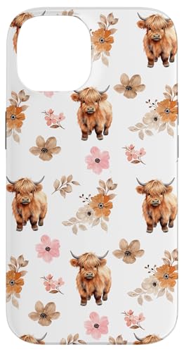 Western Boho Highland Cow Floral Cute Cows Country Girl Case for iPhone 14