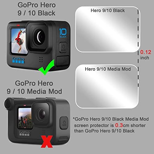 [8 PCS]FitStill Screen Protector for Go Pro Hero11/Hero10/Hero9 Black, Ultra Clear Tempered Glass Back Screen Protector + Tempered Glass Lens Protector + Front Screen Protector + Lens Cover - 2 Packs
