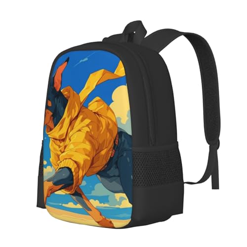 Commuter Unisex Doberman Yellow Hoodie Sky Backpack Spacious Compartments for Work Essentials Casual Outings & Trips 17 Inch2