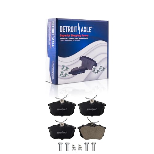 Image of Detroit Axle - Rear Brake Pads for 00-04 Volvo S40 V40, Ceramic Brake Pads w /Hardware 2000 2001 2002 2003 2004 Replacement