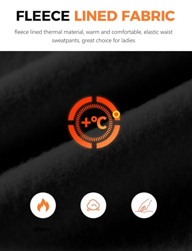 Cargo Sweatpants for Women Fleece Jogger Pants Casual Baggy Trousers Athletic Long Sweat Pants with Pockets Trendy Black4