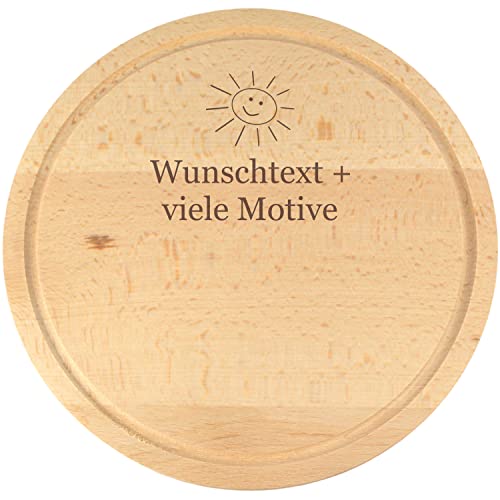 Rundes Holzbrett mit Gravur, Name + Motiv, Schneidebrett mit...