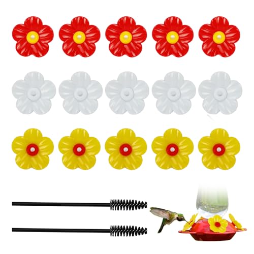 30Pcs Hummingbird Feeder Parts,Cleaning Brush Hummingbird Feeder for Hanging Feeding Hummingbird Outdoors, 3 Colors (White, Yellow, Red)