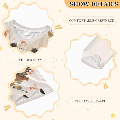 Panda Flowers Beige Boy's Rash Guard Swim Shirt Long Sleeve Sun Shirt for Swimming Pool Beach UPF50+3