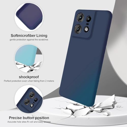 Image of DIZORO Microfiber Candy Case Compatible for Motorola Edge 50 Pro 5g Smooth Touch Cushion Liquid Soft Silicone Gel Rubber Phone Cases Non-Slip Full Body Protective Shockproof Back Cover (Navy Blue)