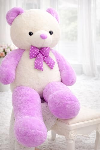 Image of JAI SHREE Purple White Soft Plush Teddy Bear for Kids & Girls | Cute Hugable Stuffed Toy with Bow for Birthday, Anniversary & Valentine's Day(Purple White /60 inch)