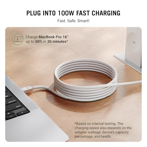 Image of DailyObjects POP 100W Kevlar Core Magnetic Charging Cable | USB Type-C| Fast Charging, 480Mbps Data Transfer | Compatible with Android & iOS Smartphones, Earphones, Tablet /Ipads, Macbook - White