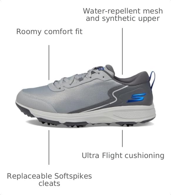 Image of Skechers Mens Men's Torque Sport Fairway Relaxed Fit Spiked Golf ShoeSneaker