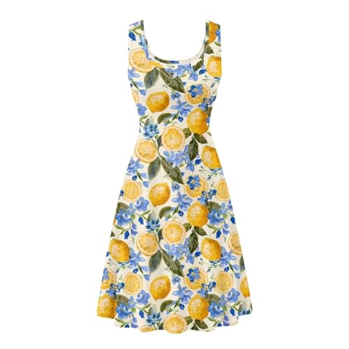 Image of Women Stylish Tank Dresses Sleeveless Round Neck Midi Casual Dress with Pocket for Summer