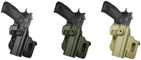 Hand Gun Polymer Retention Roto Holster Fits CZ 75/75B COMPACT/75B OMEGA (9mm/.40) with detachable magazine pouch. Black IMI RSR Defence Gun / Pistol Holster