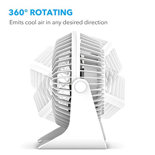 Beskar Usb Small Desk Fan - 6 Inch Portable Fans With 3 Speeds Strong Airflow, Quiet Operation And 360°Rotate, Personal Table Fan For Home,Office, Bedroom- 3.9 Ft Cord / White #TOP4