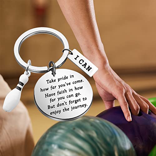 Bowling Ball Keychain Bowling Team Gifts Bowling Coach Keychain Bowling Player Inspiration Gifts for Bowling Lovers Jewelry Take Pride in How Far You Have Come (silver) - Thumbnail 6