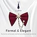 LJBFNN Oversized Bow Ties for Men, Mens Bow Tie with Pearl Decoration Adjustable Pre-tied Bowtie for Wedding Party Banquet (Red Snowflake)