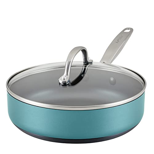 Image of Anolon Achieve Hard Anodized Nonstick Sauté Pan with Lid, 3 Quart - Teal