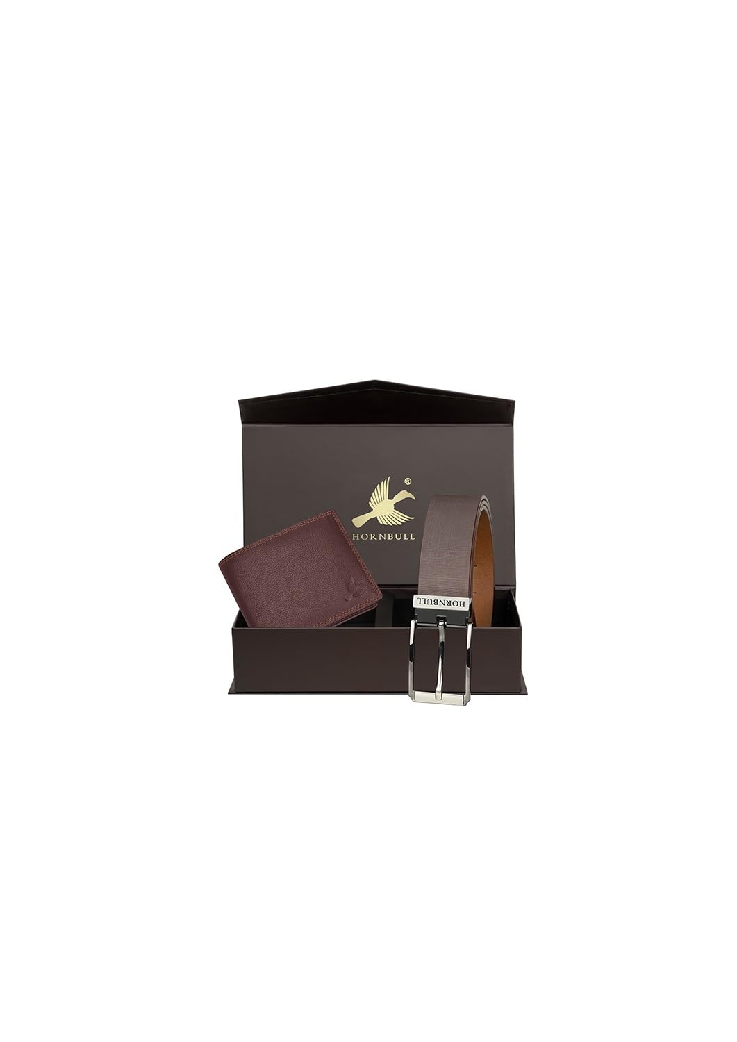 HORNBULL Men's Brown Wallet and Belt Combo | Gift Set for Men | Mens Leather Wallet | Wallets Men Leather BW30187