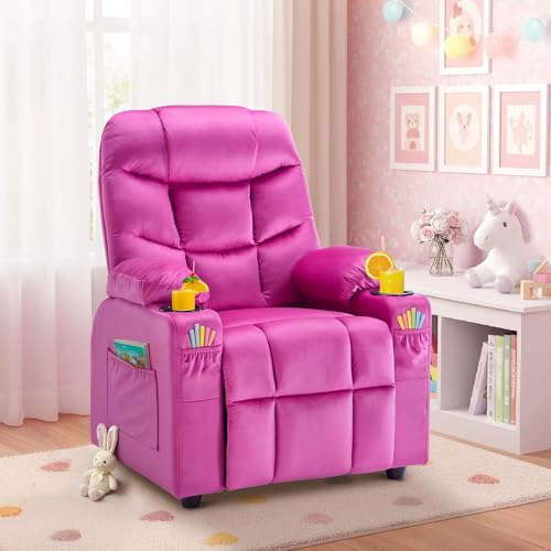 Donut Larger Kids Reclining Chair Velvet Fabric Recliner Sofa Push