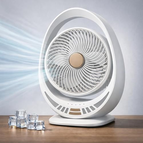 Image of Table Fan, Small Portable Desktop Fan with Strong Wind, Quiet Operation Personal Mini Fan for Home Office Bedroom Kitchen Table and Deskto (White-R)