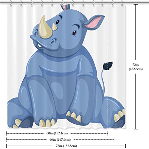 Rideau de douche imperméable 168x183 cm imprimé rhinocéros avec œillets et crochets - 7