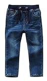 Toddler Kid Boy Elastic Mid Waist Washed Full Length Straight Pants Denim Jeans(D,8 Years)