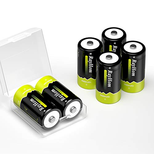 RayHom Rechargeable C Batteries 6Pack - 1.2V 5000mAh Ni-MH High Capacity C Size