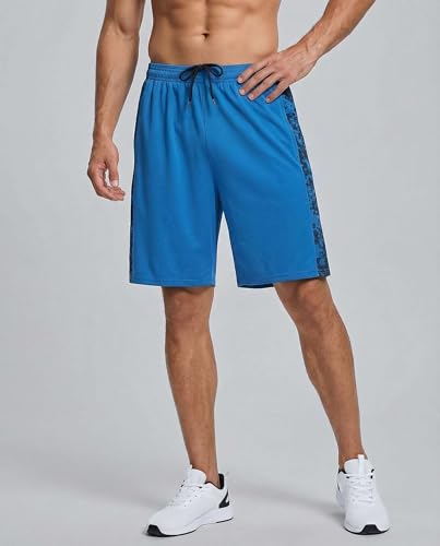 Image of Real Essentials Men's 5 Pack: 9 inch Dry-Fit Shorts - Athletic Gym, Workout, Basketball, Running, Casual Lounge Active Pockets