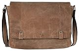 TUSC Charon Hellbraun Leder Tasche Vintage Laptoptasche bis 17 Zoll Herren Damen Unisex Umhängetasche Aktentasche Schultertasche für Büro Notebook Messenger Bag Laptop iPad, 41x31x12cm