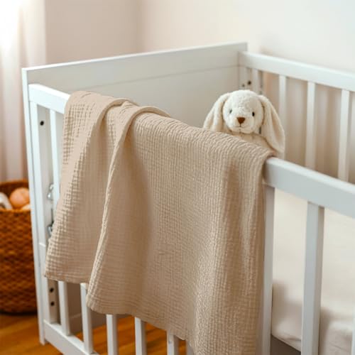 Image of Baby Blankets for Boys Girls, Soft Nursery Minky Blankets with Muslin and Dotted Fleece Back 30x40 inches, Receiving Bed Quilt for Newborn, Infants, Toddlers (Brown)