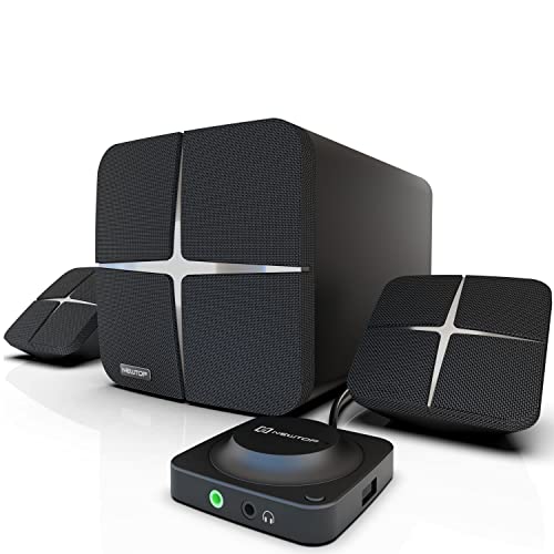 N NEWTOP Casse Set 2.1 Bluetooth PCS03 Speaker 38W Sistema Altoparlanti Impianto Audio Subwoofer Satelliti Home Theater Super Bassi AUX Lettore Musica USB Jack 3.5mm per Notebook PC tablet Cellulare