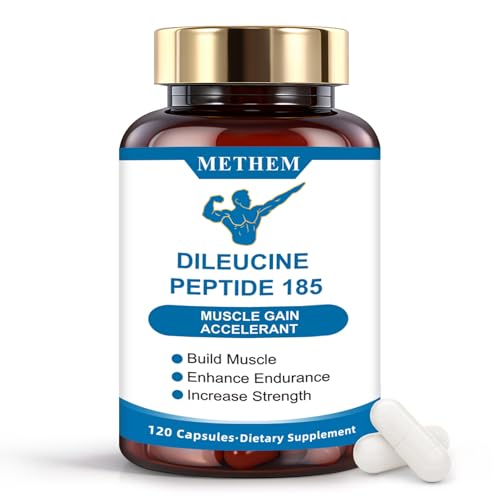 METHEM Dileucine Amino Acid Peptide with 185 Peptides - Accelerate Protein Synthesis, Energy Boost, Muscle Growth & Recovery, 120 Vegetable Capsules